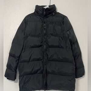 Walter Baker Black Long Puffer Coat Zip Front Size S (Hood Missing)
